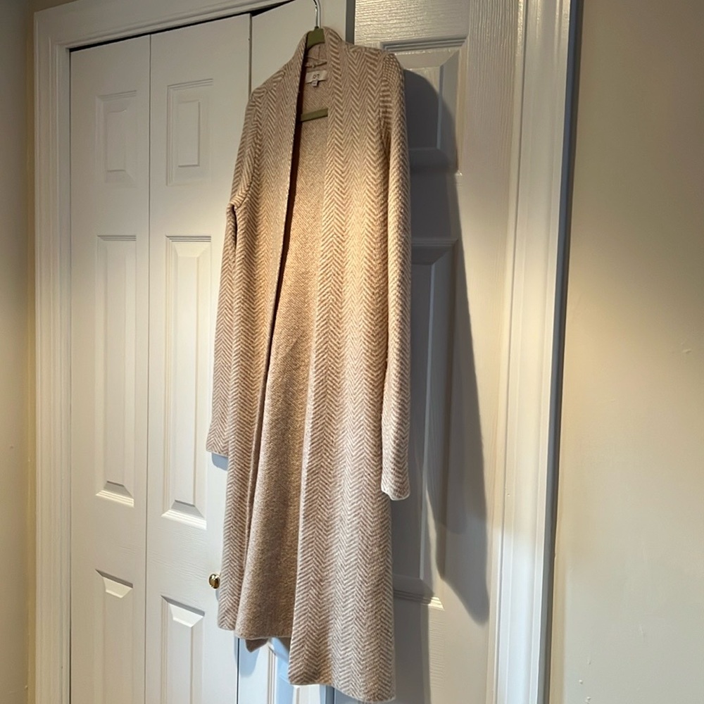 Loft Open Front Chevron Pattern Sweater Cardigan - image 3